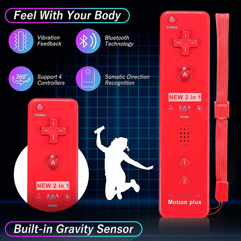 2 в 1 для Nintendo Wii Nunchuk Встроенный Motion Plus беспроводной пульт дистанционного