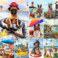 new 5d diy sea view diamond painting dog diamond embroidery cross stitch full square round drill crafts manual home decor gift