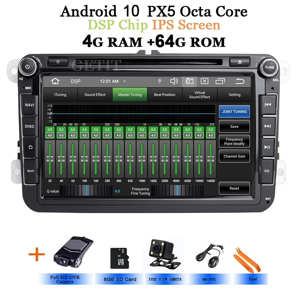 DSP ips Автомобильный мультимедийный плеер Android 10 gps 2 Din автомагнитола аудио авто для VW/Volkswagen/POLO/PASSAT/Golf 8 ядер ram 4 г 64 г - Цвет: DSP IPS PX5 64G CAMS
