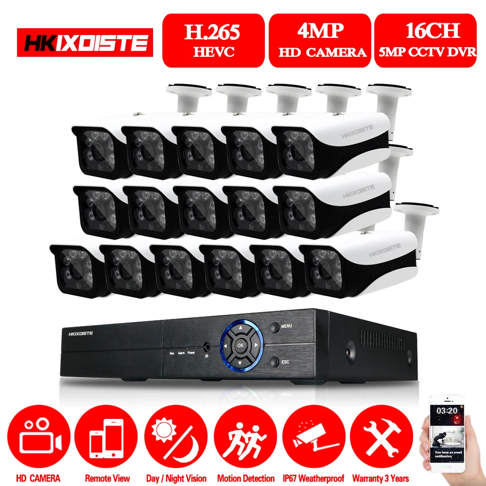 Новый полный HD 16CH AHD 4MP домашняя уличная CCTV камера система 16 канальный