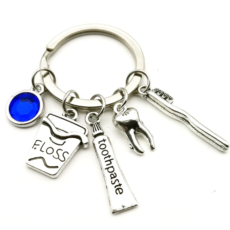 New Design Toothpaste Pendant Nine Kinds of Gems Man Woman Car Key Ring Jewelry Gift Dental Health Expert Mixed Floss Toothbrush | Украшения