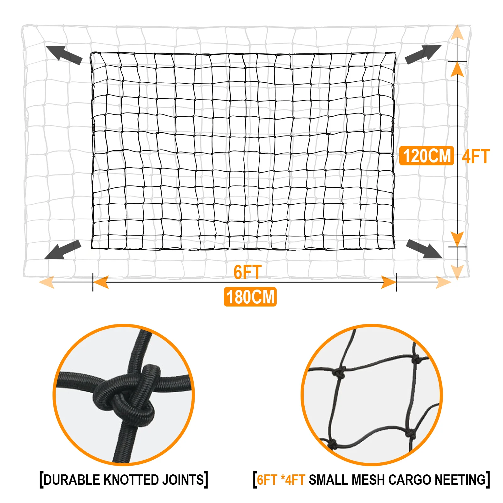 Cargo Nets for Pickup Trucks Heavy Duty Truck Bed Net Organizer with 12Pcs Metal Carabiners Hooks Bungee Netting Car Accessories |