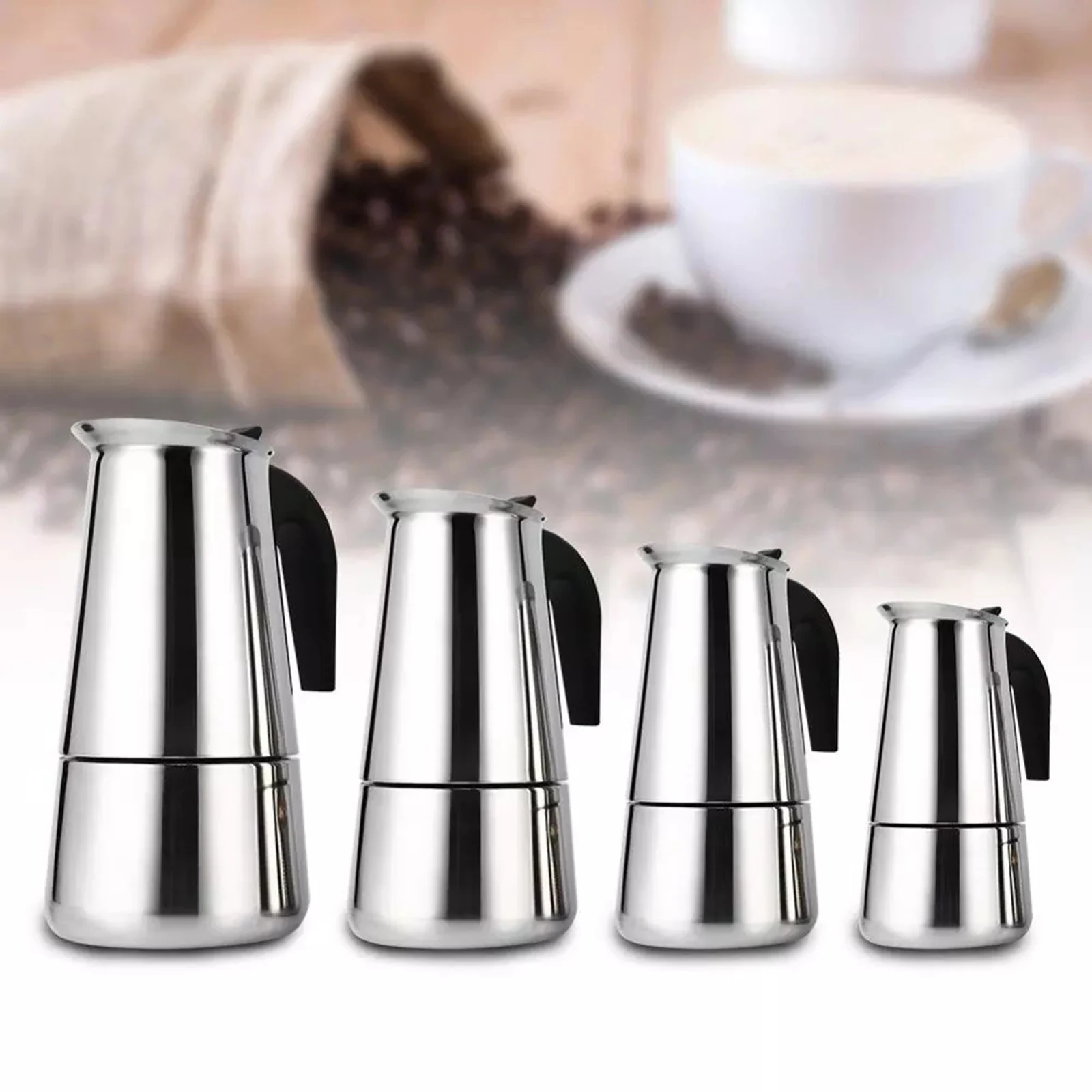 

Steel Mocha Coffee Pot Mocha Coffee Maker Espresso & Latte Cooker Coffee Maker Percolator Drink Tool Cafetiere Latte Cooker