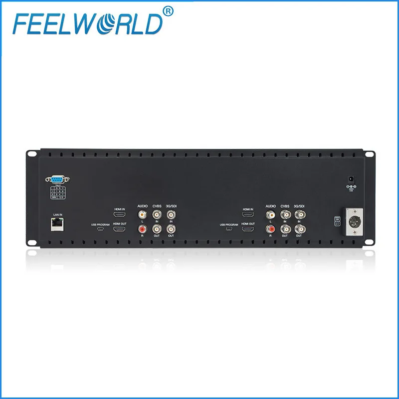 Online Feelworld D71-H Dual 7 Zoll 3RU IPS 1280x800 HDMI LCD-Rack Montieren Monitor Tragbare 2 Bildschirme Broadcast-Monitor