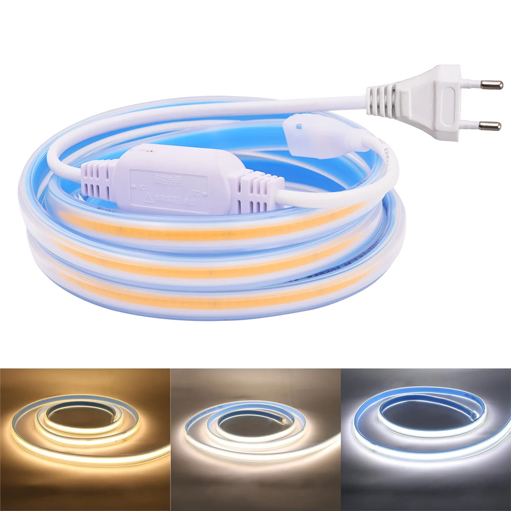

AC 220V COB LED Strip Light 280LEDs/m IP67 Waterproof LED Tape Flexible FOB LED Light Lamp RA90 Linear Ribbon 3000K 4000K 6000K
