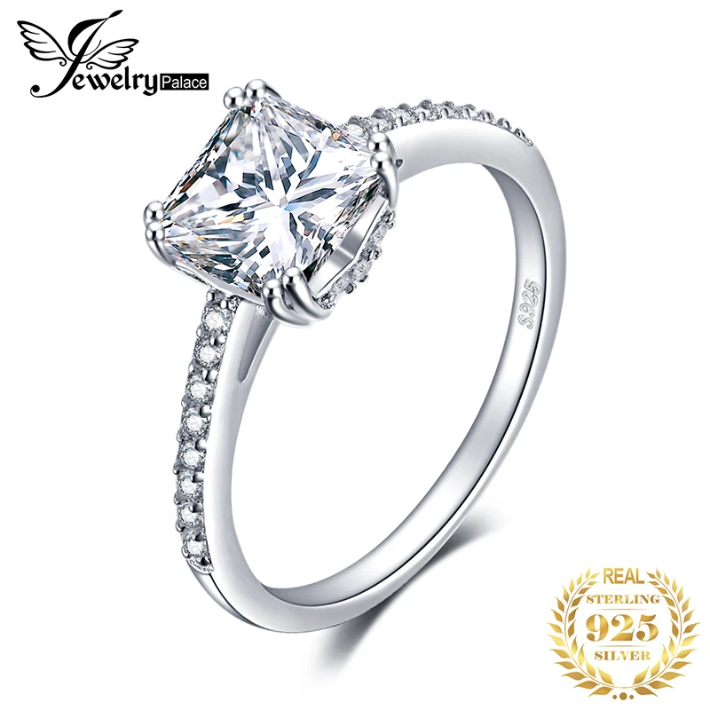JewelryPalace 1.5ct Принцесса Cut Цирконий Юбилей Свадьба 925 серебряный перстень для Для