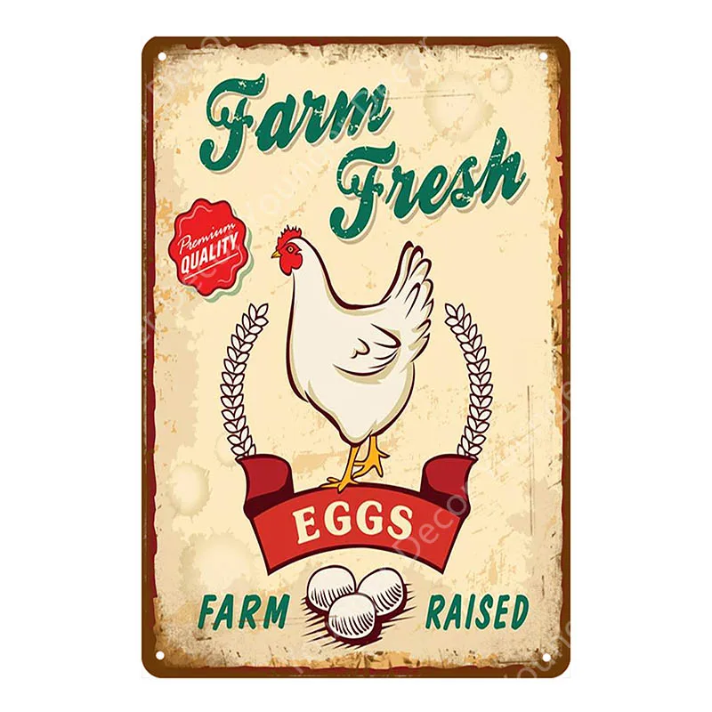 YD7887BI Fresh Eggs Black Grouse Metal Signs Beef Cow Chicken Meat Collection Poster Vintage Wall Painting Craft Farm House Decor YI-164 - Цвет: YD7887BI