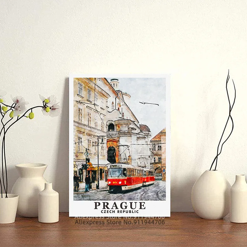 Путешествия эстетика Прага Чешская Республика плакат художественный постер