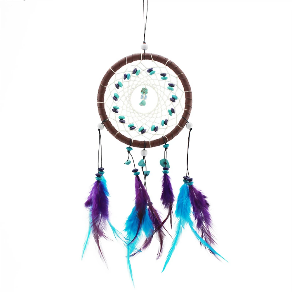

Hand Woven Natural Turquoise Feathers Dream Catcher Wall Hanging Ornaments Home Decoration Accessories Bedroom Decor Aesthetic