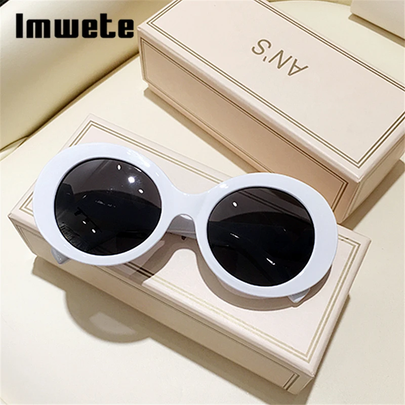 Imwete Винтаж очки в стиле Курта Кобейна Овальные Солнцезащитные девушкам Женская