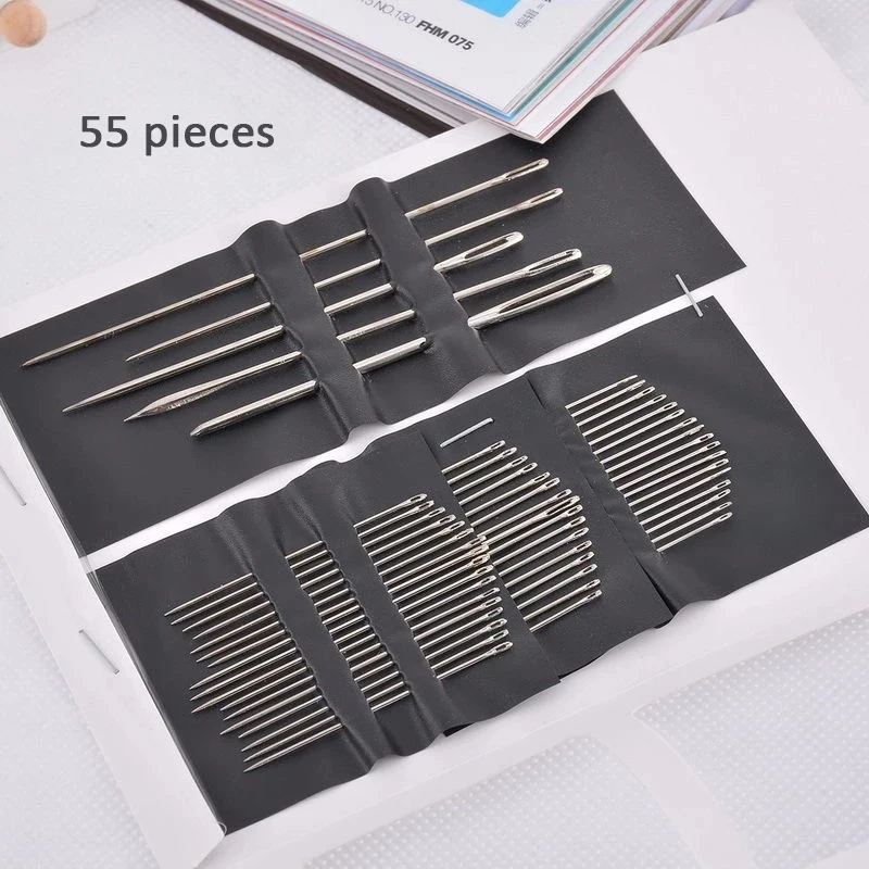 55PCS/set Metal Silver Stainless Steel Sewing Needles Sewing Pins Set Home DIY Crafts Hand Tools Hone Sewing Accessories Kit