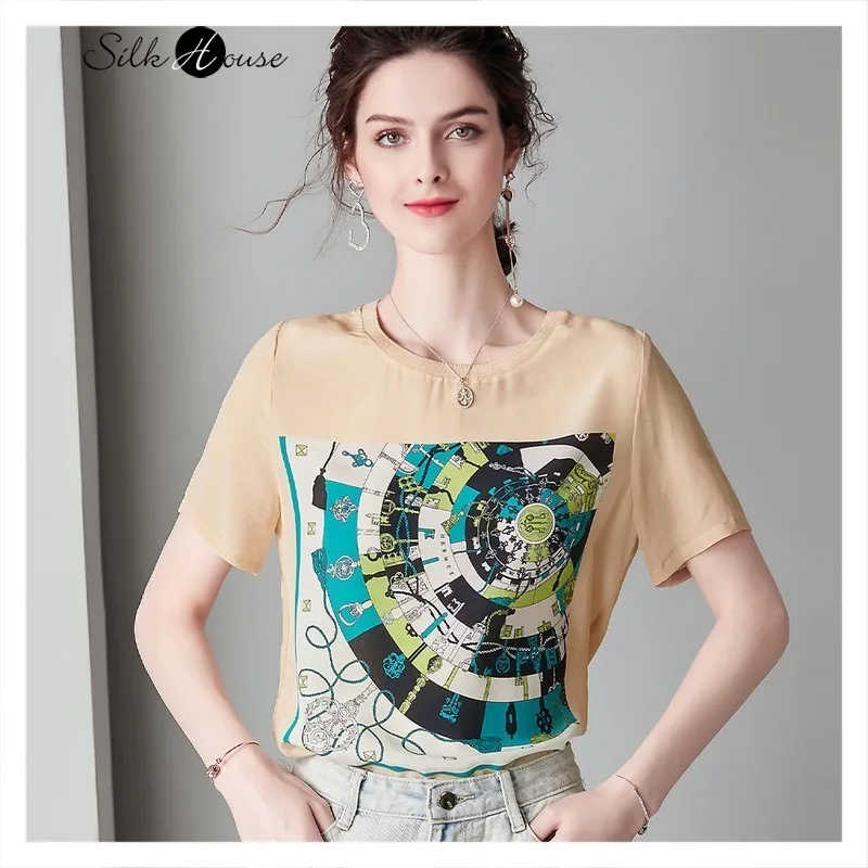 Женская шелковая футболка универсальная маленькая из шелка тутового шелкопряда