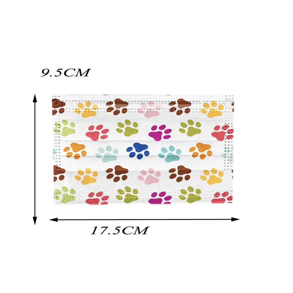 

50 PCS Adults Face Mask Disposable Facemask Printed Dust Proof Cute Cat 3-Layer Ear Loop Mouth Cover Maschere Mascarillas