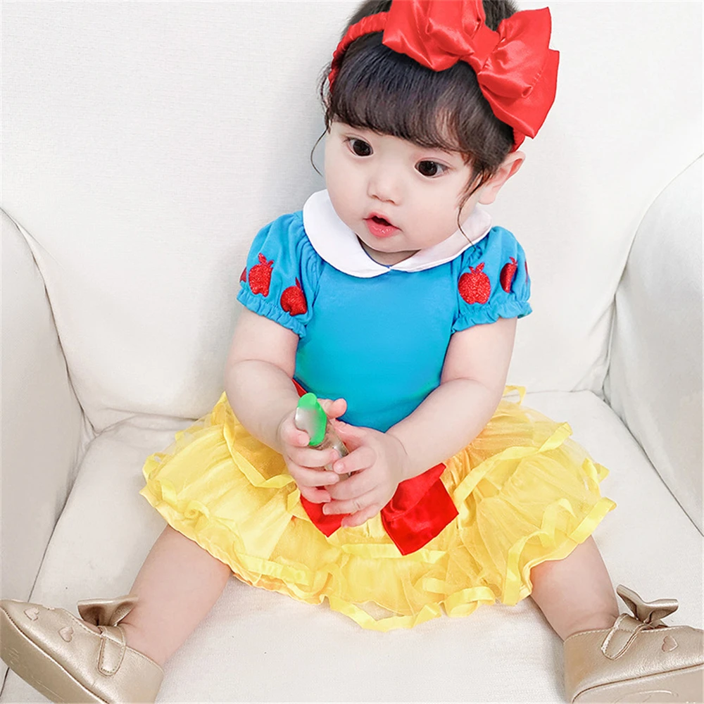Infant Girls Dress Princess Romper Baby Girl 1 2 3 4 5 6 Year Snow White Anna Elsa Belle Mermaid Costume Spain Kids Clothes images - 6