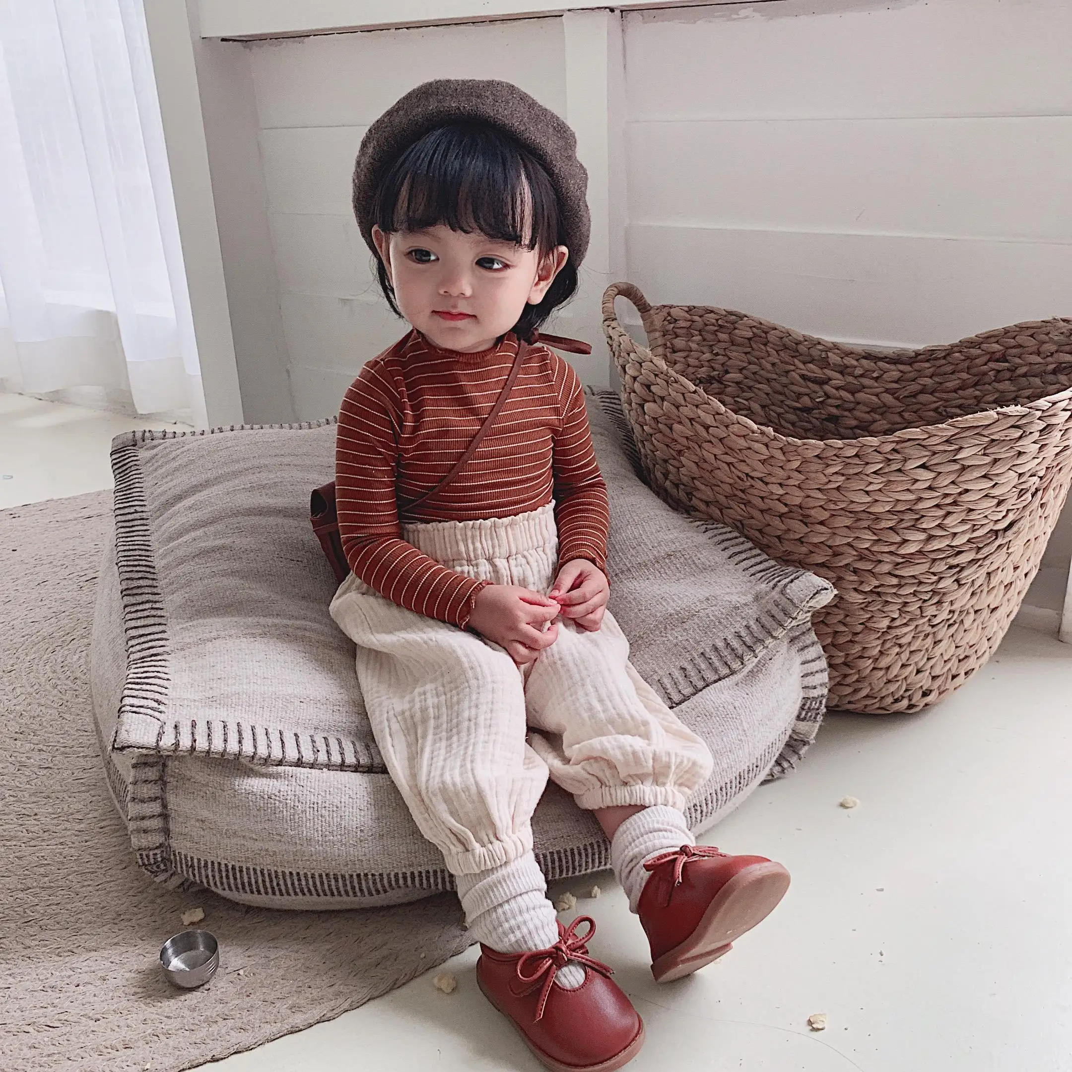 Girls T-shirt Spring And Autumn Dress New Kids Long Sleeve Bottom Shirt kids Long Sleeve Tops Girls Tees - Цвет: Коричневый