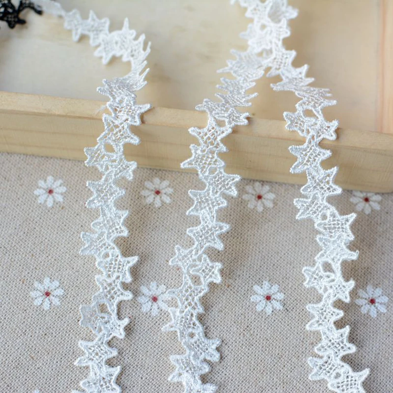 Новинка кружевная лента со звездами черно белая ткань с аппликацией свадебное