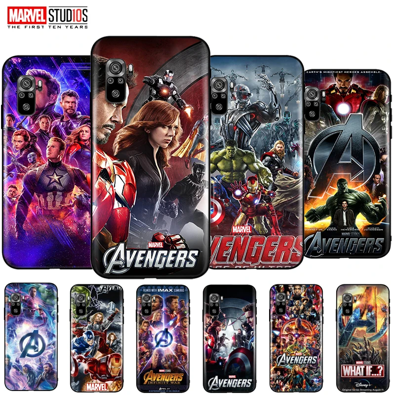 

Phone Case For Xiaomi Redmi Note 10 5G 10 Pro Max Soft Funda Cover Marvel Avengers Iron Man SpiderMan Hulk Thor Venom Deadpool