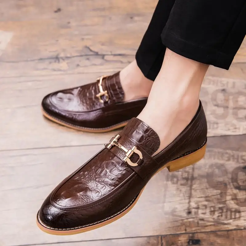 

Crocodile Pattern Luxury Men's Leather Shoes Loafers Fashion Formal Wedding Gentleman Zapatos De Hombre Oxfords Male Dress Shoes