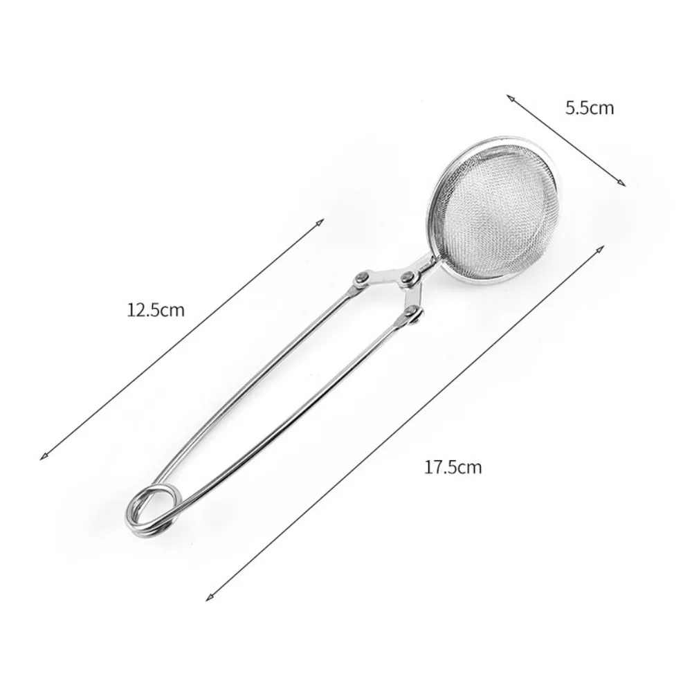 

Spring Spoon Tea Mesh Ball Infuser Filter Teaspoon Squeeze Creative Strainer Stainless Steel Handle Spoon Kitchen Tea Supplies