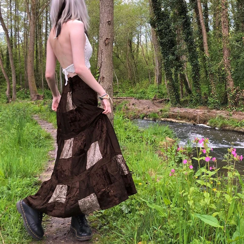 Lamuusaa y2k гранж юбка женская одежда из Fairycore Ретро трапециевидная с высокой талией в