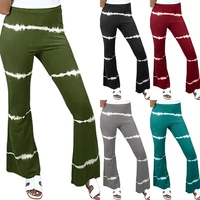 high waist flare pants plus size women summer casual printed long trousers
