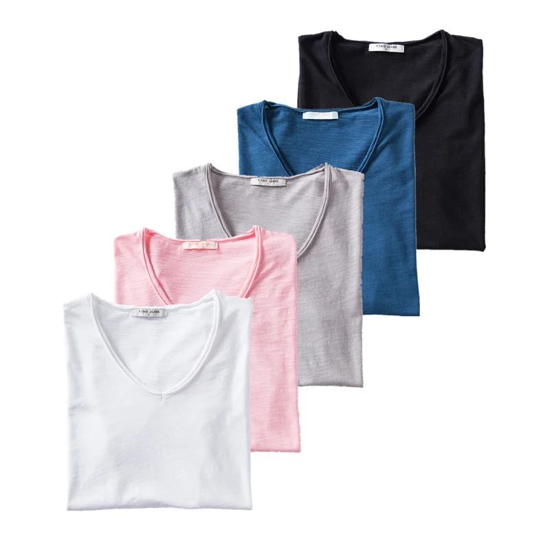 

T Shirt 2021 New Summer Cotton Soild Men V-Neck Short Sleeve Casual Mens Soft Feel High Quality Male Tops Tees Loose T Shirt