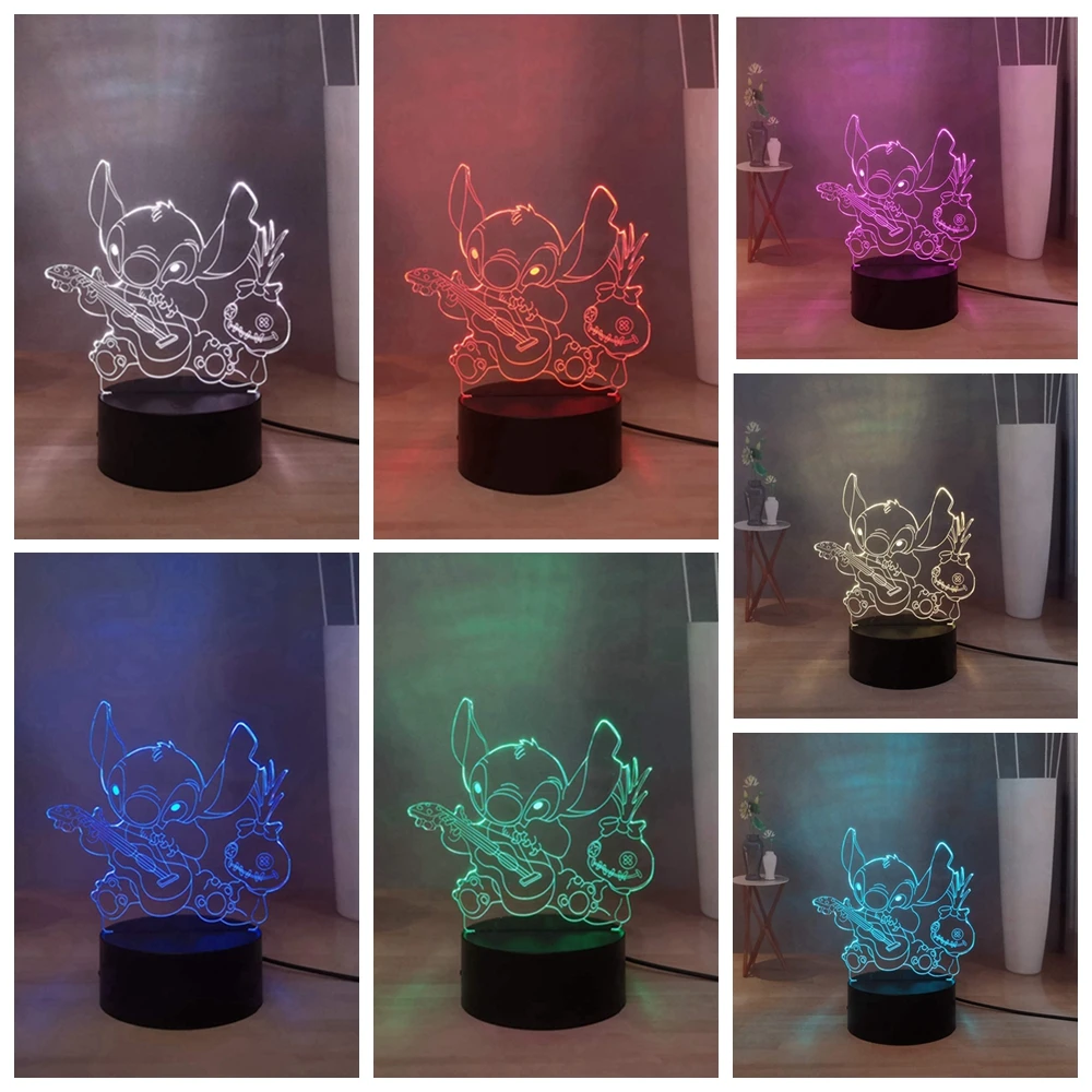 Настольный светильник RGB с 3d иллюзией мультфильма цветной светодиодный ночник