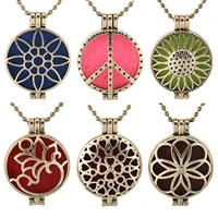 personality style sunflower hollow necklace retro open pendant aromatherapy oil diffuser exquisite perfume lockets charm jewelry