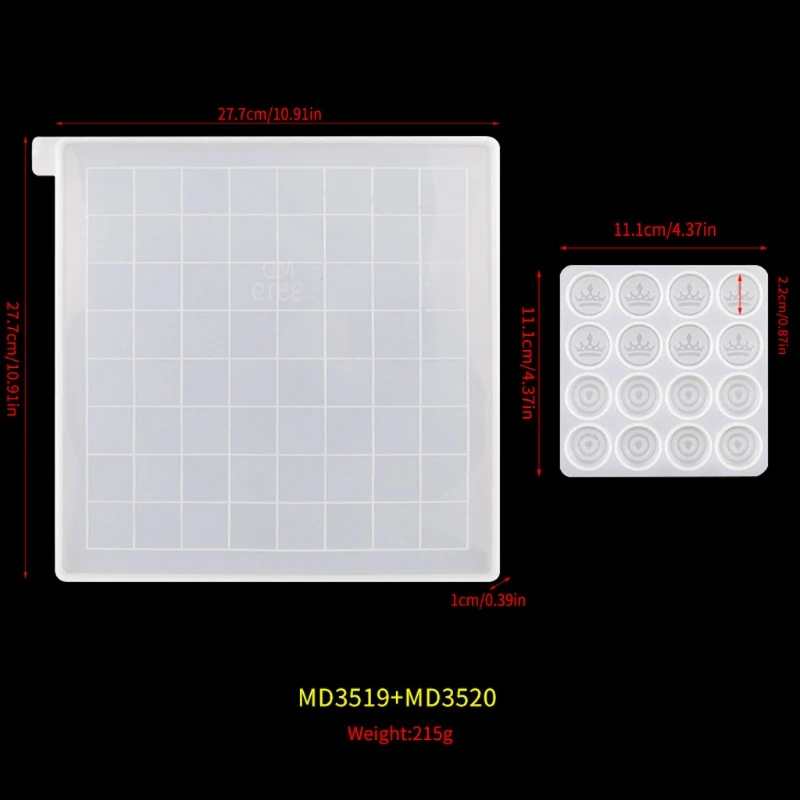 

2Pc DIY Checker Resin Mold Set International Chess Resin Mold Chess Board Mold