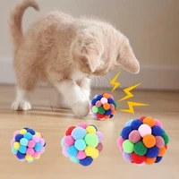 3pcs cat toy ball handmade with bell pet round plaything kitten doggy molar built in scratching fun entertaining tease supplies