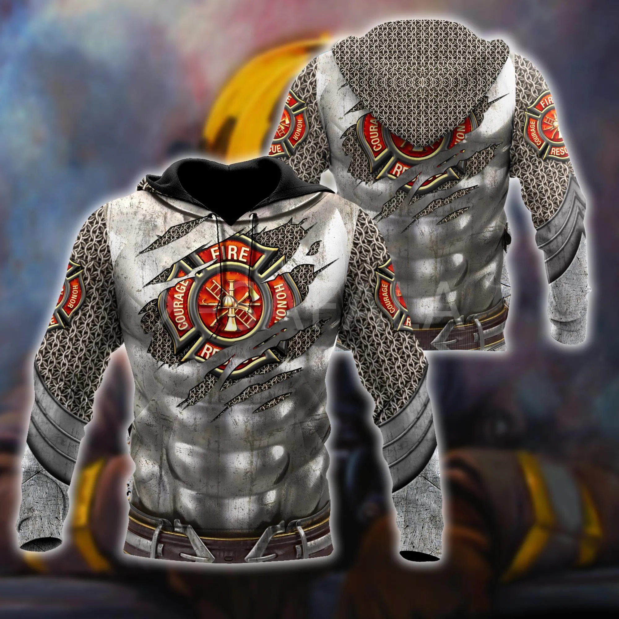 

Armor Firefighter Design 3D All Print Hoodie Man Women Harajuku Outwear Zipper Pullover Sweatshirt Casual Unisex Jacket
