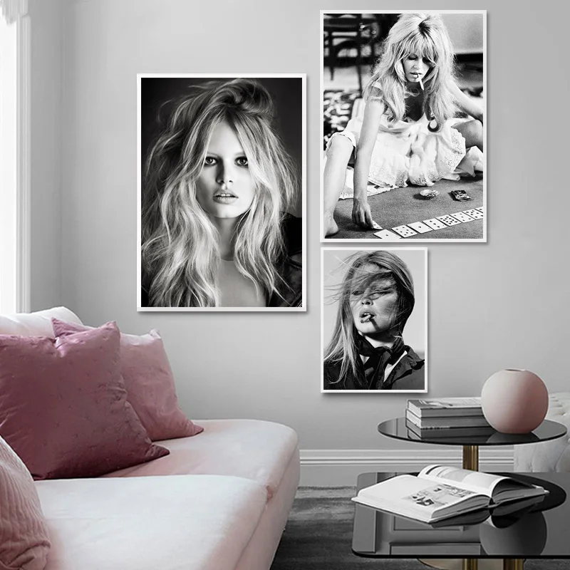 

Brigitte Bardot French Fashion Poster Black and White Famous Model Photo Picture Art Painting Wall Decor Canvas Prints