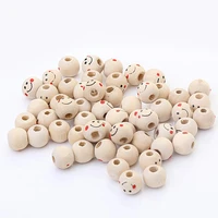 40pcs wooden smile face spacer beads round ball diy craft accessory 10mm bead 3mm hole wood diy package