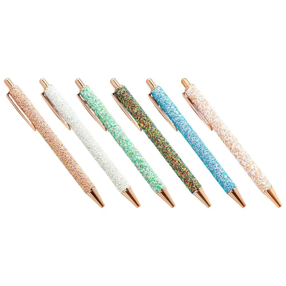 

Metal Ballpoint Pen PU Sequin Pen Gift Pen Student Stationery Ballpoint Press Writing Pen Tool Office School Supplies V8S0