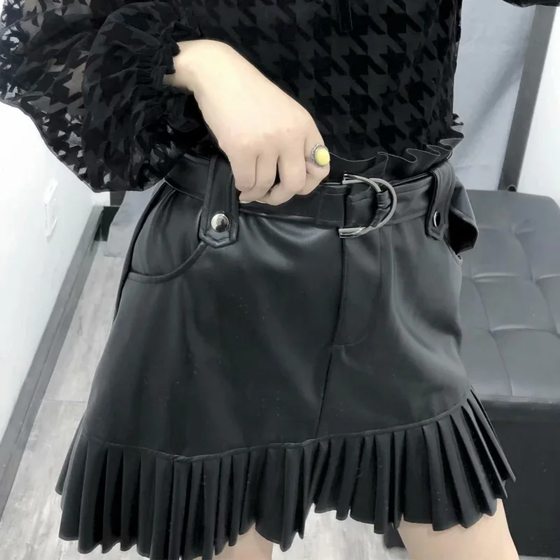 Женская мини-юбка из искусственной кожи с высокой талией посылка на молнии