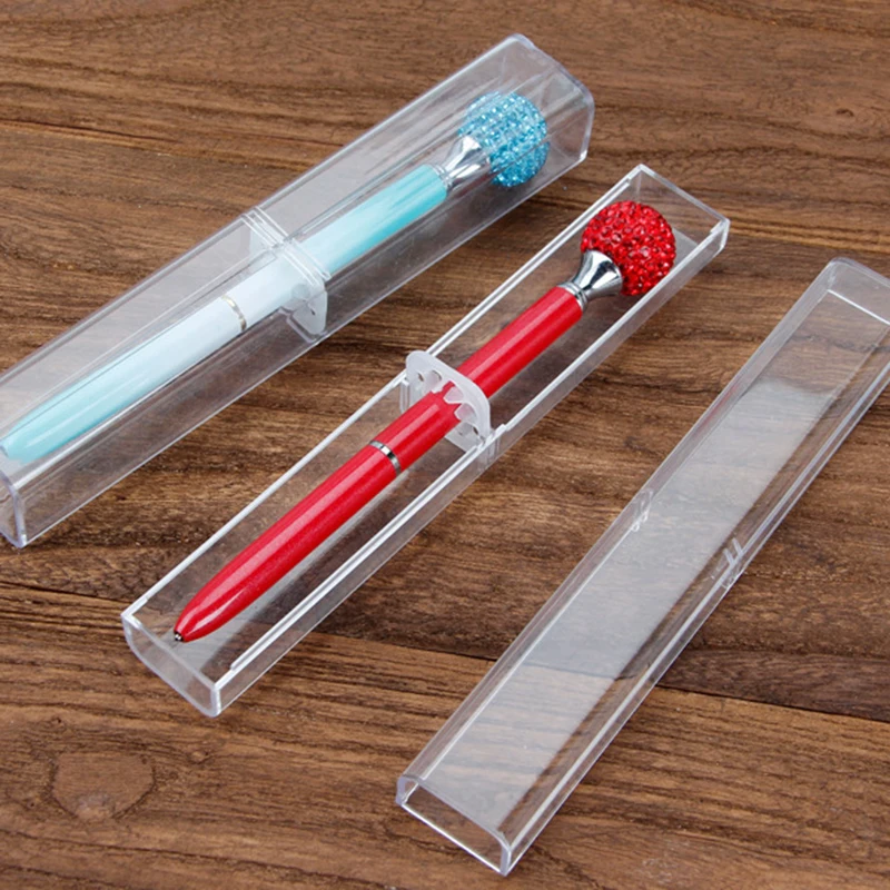 10 adet moda lüks iş ofis hediye kalem durumlarda güzel şeffaf plastik kalem kutusu basit okul kırtasiye (kalem)