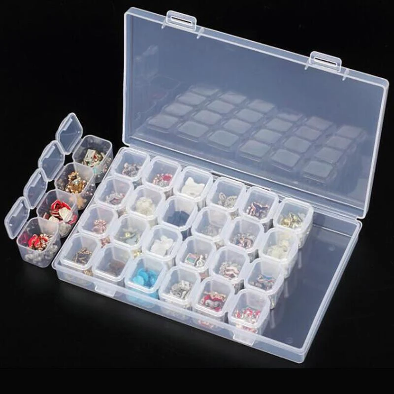 28 Grids Plastic Storage Box Jewelry Beads Storage Case Transparent Compartment Medicine Box Organizer Adjustable Organizer