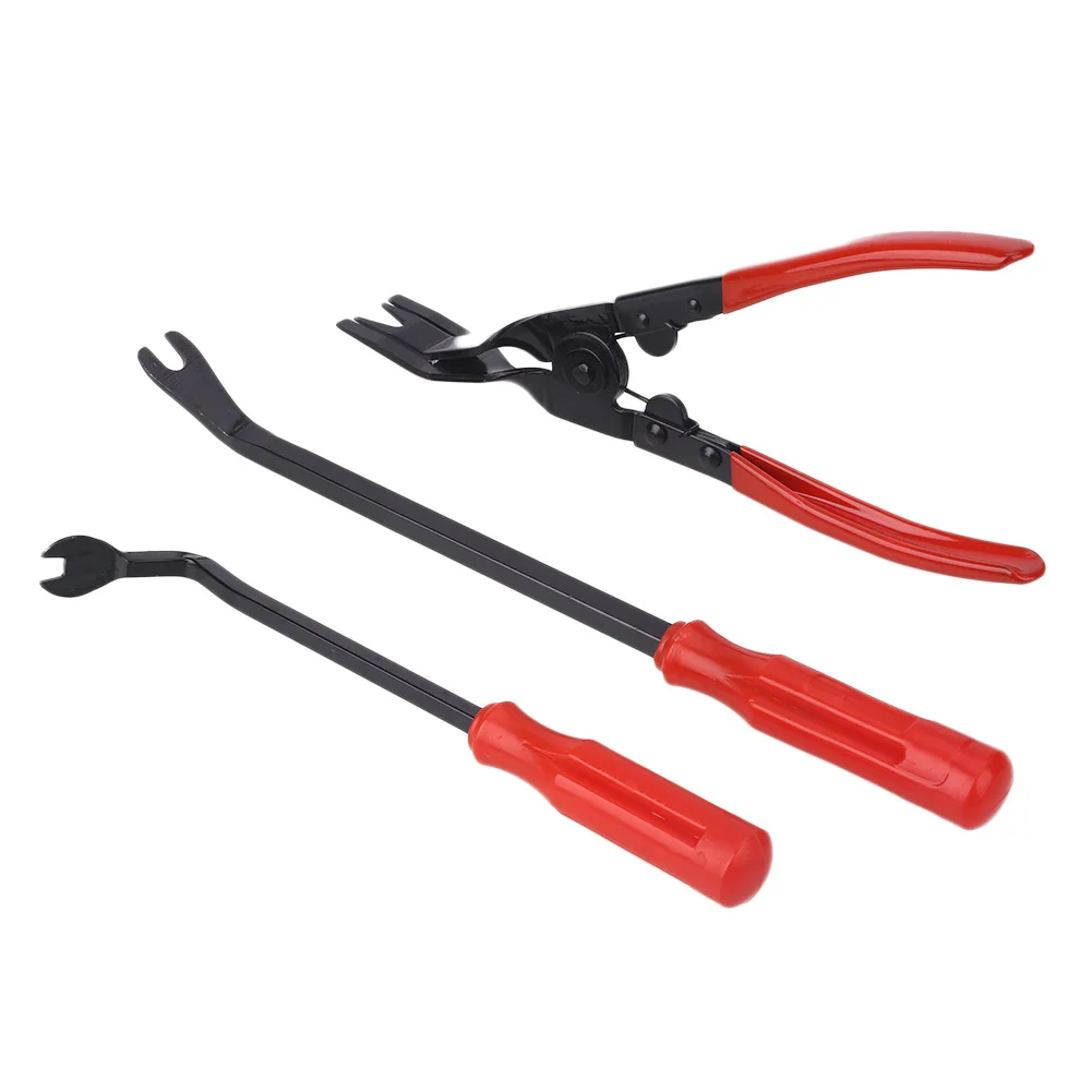 

Clip Remover Puller Handy Clamp Tool Trim Red Black 3Pcs/Set Universal Repair Kit