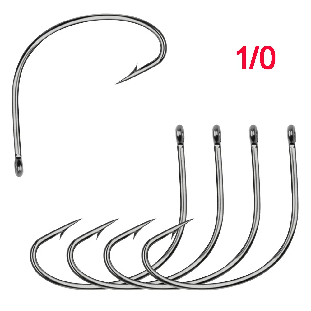 1-0 50 шт. 37753 рыболовные крючки из высокоуглеродистой стали Wacky Weedless червь широкий зазор рыболовные крючки для ловли окуня Размер 4#2#1#1/0 - Цвет: 1-0