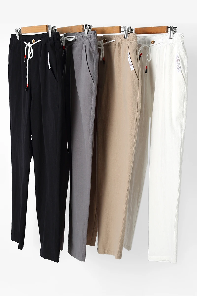 Мужские льняные брюки 2022 летние женские повседневные облегающие длиной до