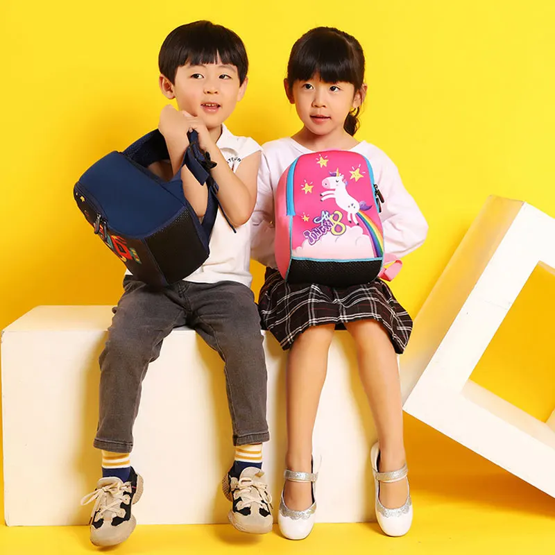 Unicorn Printed Kids School Bags for Boys Kindergarten Student Backpack Creative Animals Children Daypack Mochila Infantil