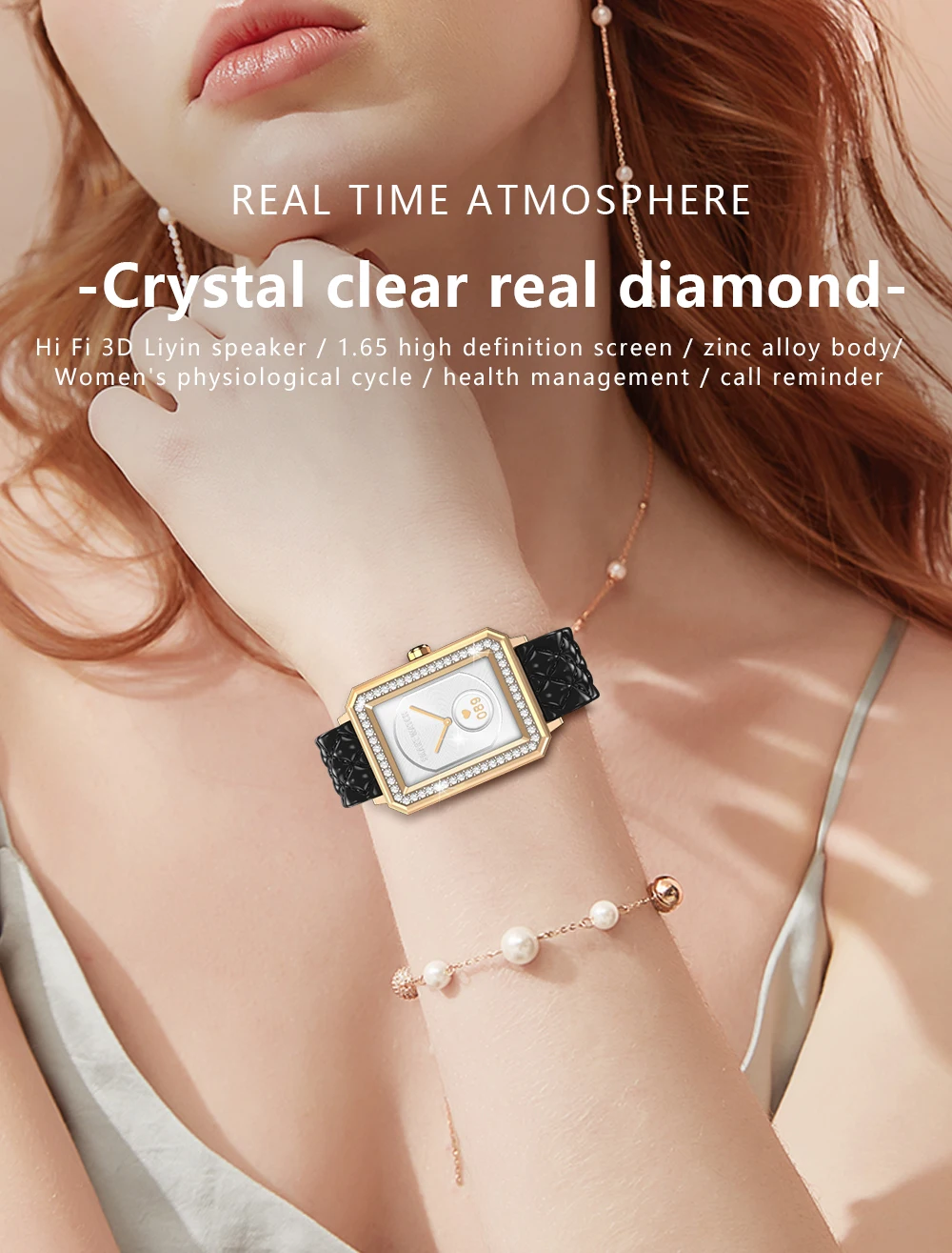 

Smart Ladies Watch Heart Rate Blood Pressure Monitoring Weather Forecast Android Ios System Universal Waterproof Ladies Watch