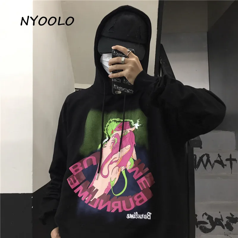 

NYOOLO Winter Thick Warm Hoodies Harajuku Funny Cartoon Print Long Sleeve Hooded Pullovers Sweatshirt Women Men Clothing Tops