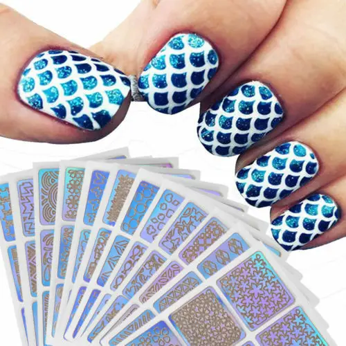 24 Sheet DIY Nail Art Hollow Template Stickers Reusable Stamping Stencil Mold | Дом и сад