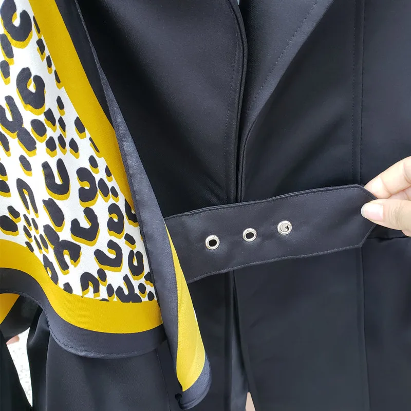 Getвесенний Женский блейзер с леопардовым принтом женский черный длинный рукав