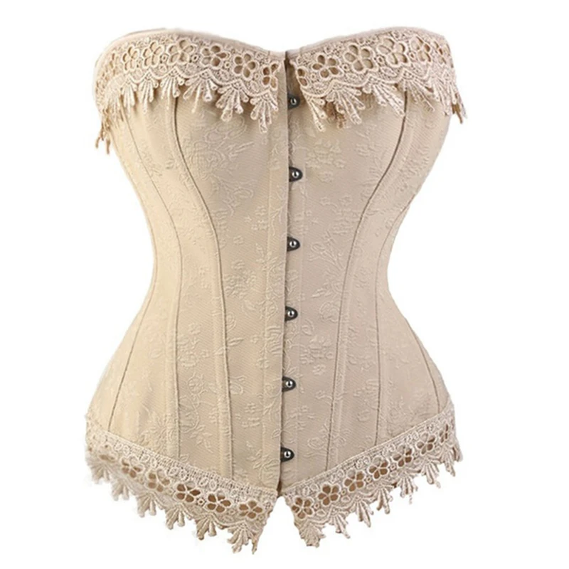 Женский сексуальный корсет с кружевной отделкой косточками и бюстье в стиле