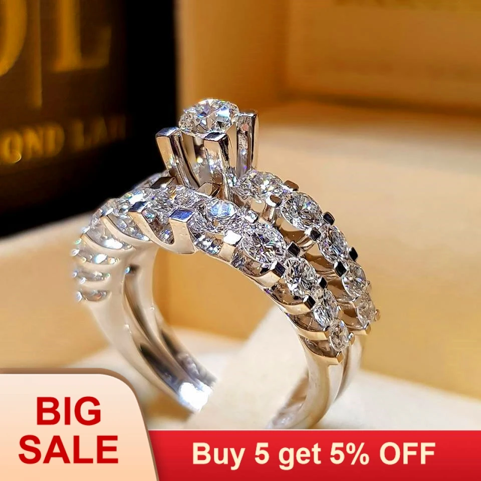 Женское кольцо в стиле бохо с кристаллами и белым цирконием роскошное