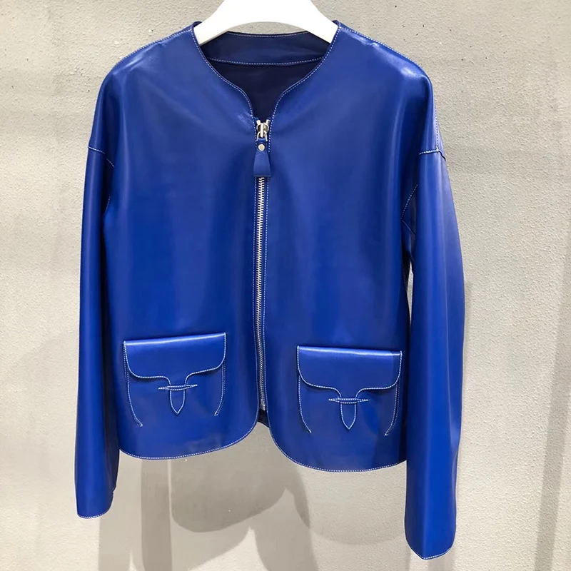 

Natural Sheepskin Genuine Leather Jacket Women Slim Jacket Real Lambskin Outerwear Ladies Casual Spring Autumn Clothing