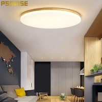 pssrise round led ceiling light modern wooden remote control dimmable decor led ceiling lamp for living room bedroom lighting
