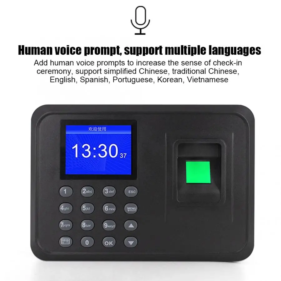 2 4-дюймовый экран биометрическая машина для учета отпечатков пальцев пароля